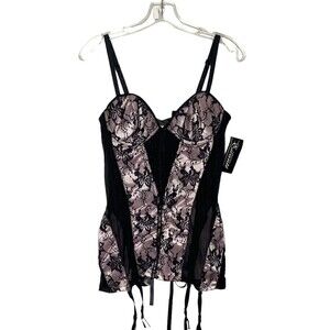 The Collection Escante‎ Womens Black and Pink Lace Padded Lace Up Large Corset